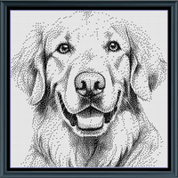 Thumbnail for Stitching Jules Design Cross Stitch Pattern Golden Retriever Monochrome