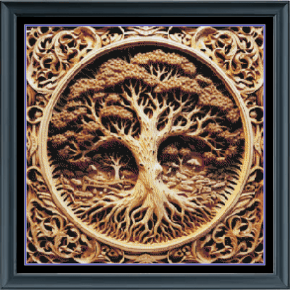 Stitching Jules Design Cross Stitch Pattern Golden Tree Of Life Counted Cross Stitch Pattern | Yggdrasil World Tree | Full Coverage | Instant Download PDF