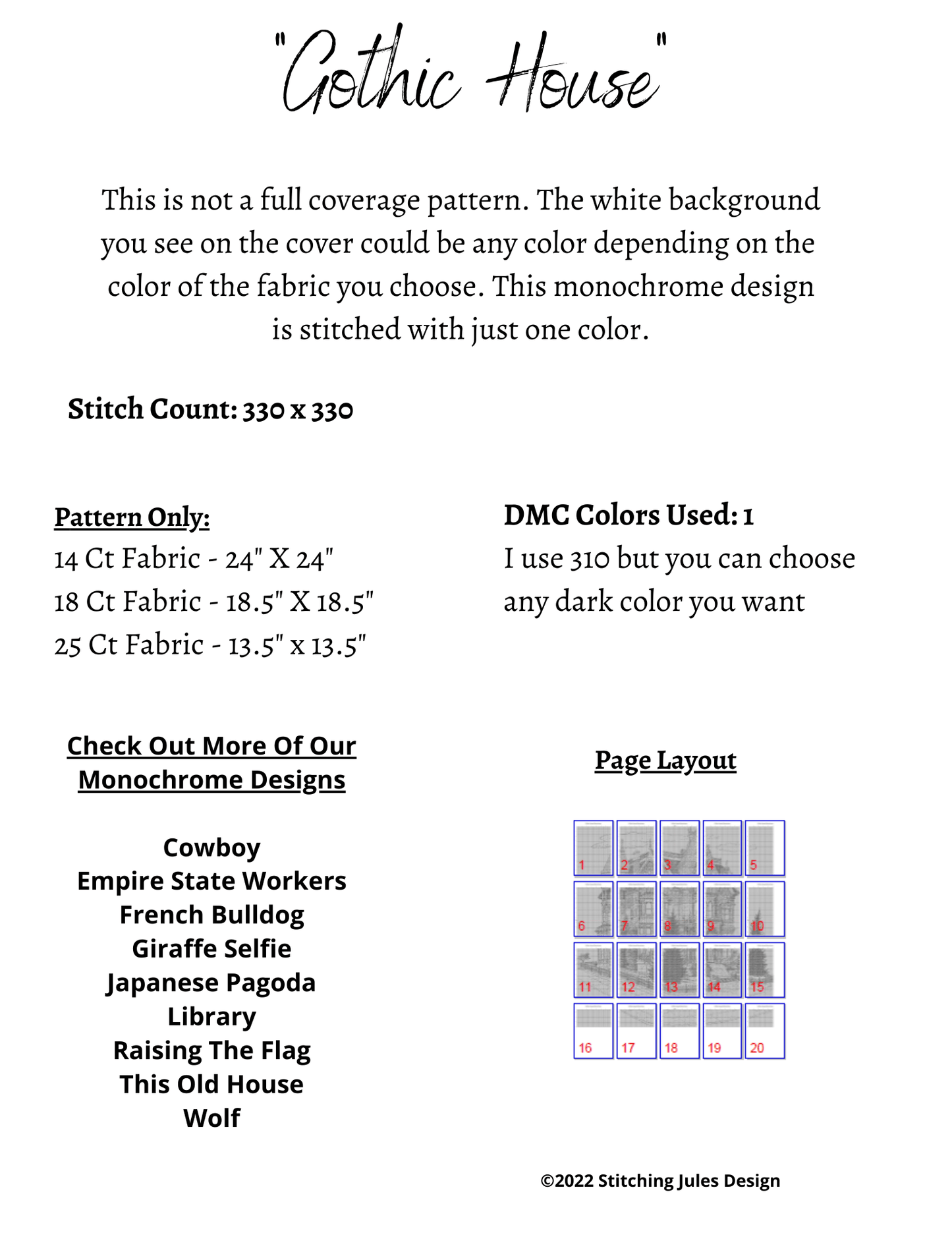 Stitching Jules Design Cross Stitch Pattern Gothic House Cross Stitch Pattern | Blackwork Cross Stitch Pattern | Physical And Digital PDF Download Pattern Options