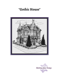 Thumbnail for Stitching Jules Design Cross Stitch Pattern Gothic House Cross Stitch Pattern | Blackwork Cross Stitch Pattern | Physical And Digital PDF Download Pattern Options