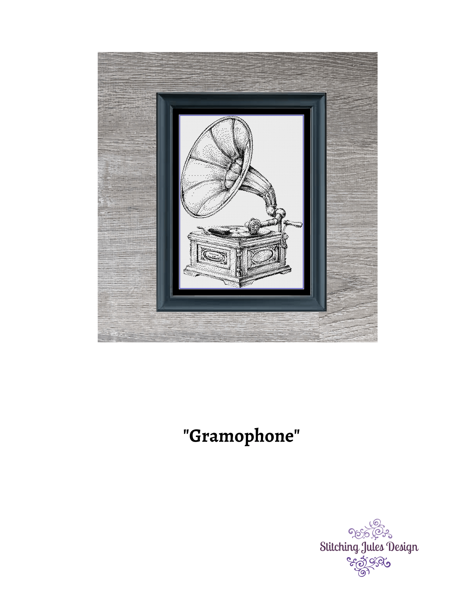 Stitching Jules Design Cross Stitch Pattern Gramophone Cross Stitch Pattern | Record Player Cross Stitch Pattern | Blackwork Cross Stitch Pattern | Physical And Digital PDF Download Pattern Options