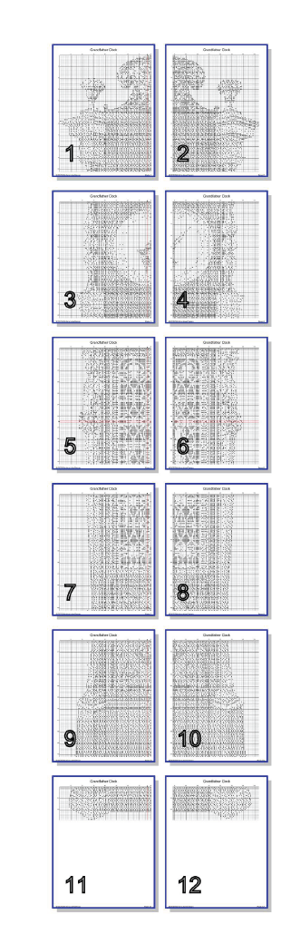 Stitching Jules Design Cross Stitch Pattern Grandfather Clock Vintage Monochrome Counted Cross-Stitch Pattern (Digital Download)