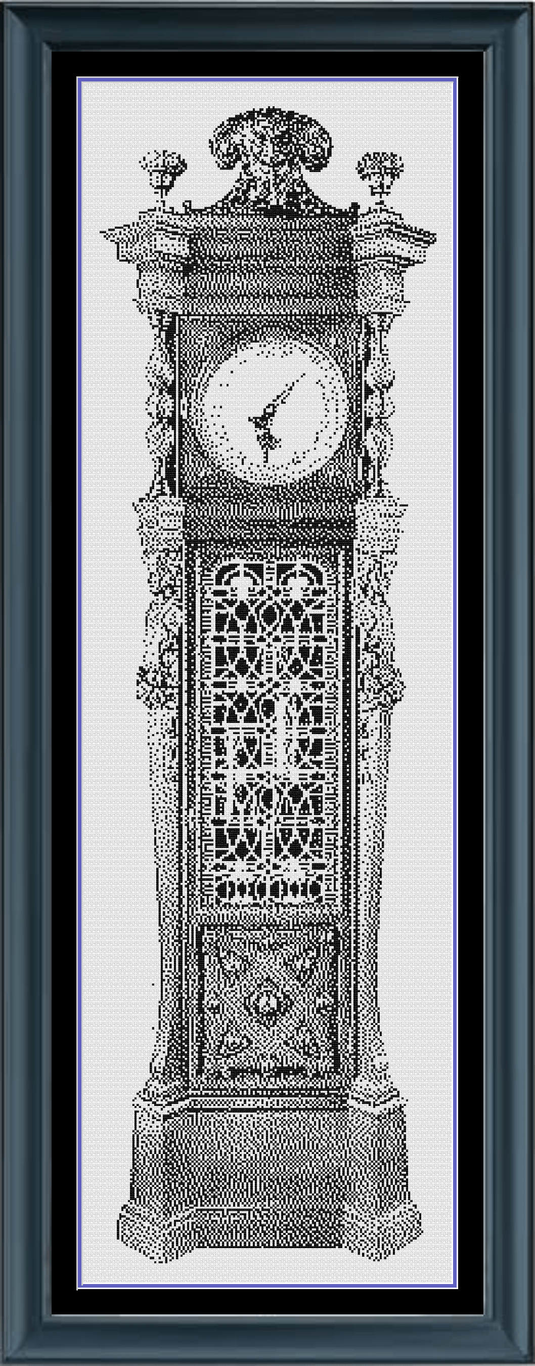 Stitching Jules Design Cross Stitch Pattern Grandfather Clock Vintage Monochrome Counted Cross-Stitch Pattern (Digital Download)