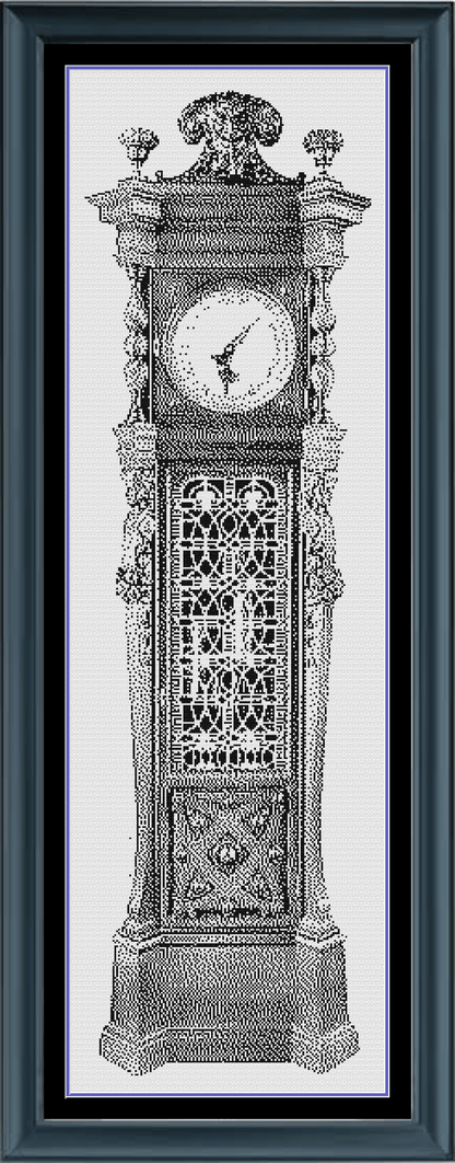 Stitching Jules Design Cross Stitch Pattern Grandfather Clock Vintage Monochrome Counted Cross-Stitch Pattern (Digital Download)