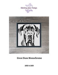 Thumbnail for Stitching Jules Design Cross Stitch Pattern Great Dane Monochrome