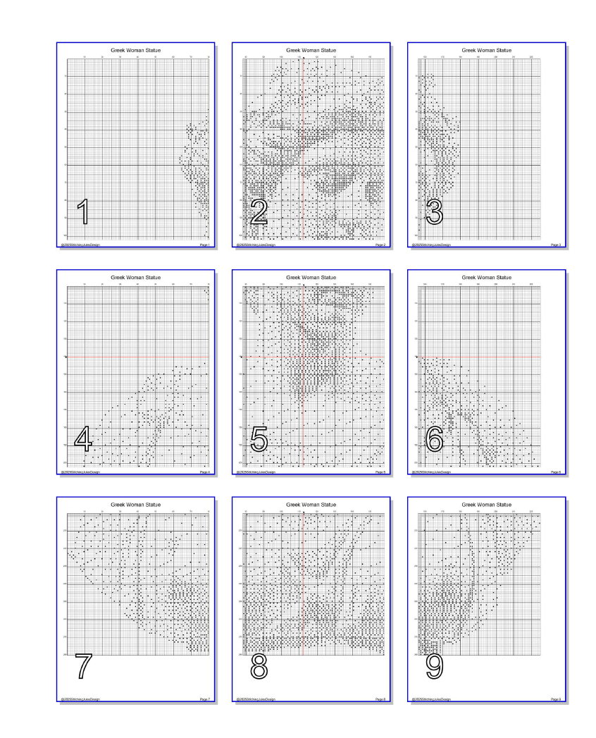 Stitching Jules Design Cross Stitch Pattern Greek Statue Woman Athena Monochrome Counted Cross-Stitch Pattern (Digital Download)