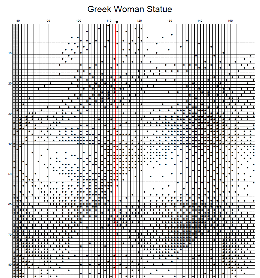 Stitching Jules Design Cross Stitch Pattern Greek Statue Woman Athena Monochrome Counted Cross-Stitch Pattern (Digital Download)