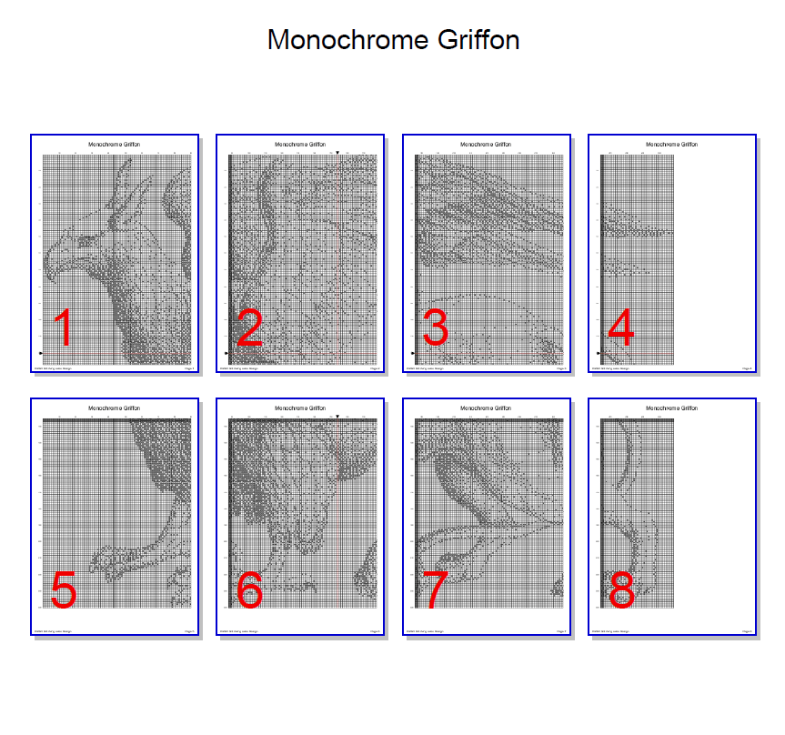 Stitching Jules Design Cross Stitch Pattern Griffon Mythology Fantastical Creature Lion Monochrome Cross Stitch Embroidery Needlepoint Pattern PDF Download