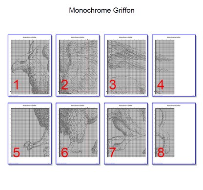 Stitching Jules Design Cross Stitch Pattern Griffon Mythology Fantastical Creature Lion Monochrome Cross Stitch Embroidery Needlepoint Pattern PDF Download