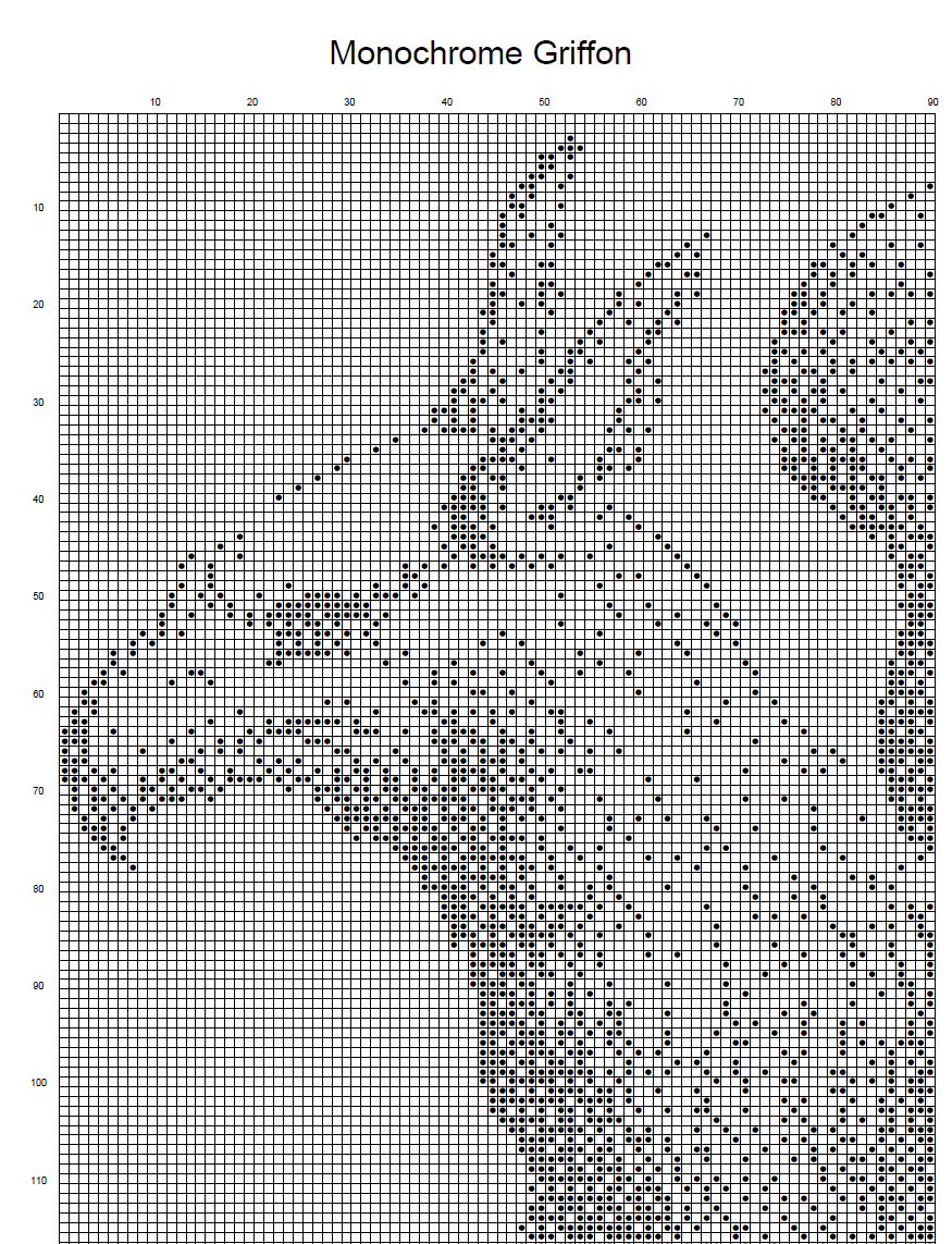 Stitching Jules Design Cross Stitch Pattern Griffon Mythology Fantastical Creature Lion Monochrome Cross Stitch Embroidery Needlepoint Pattern PDF Download