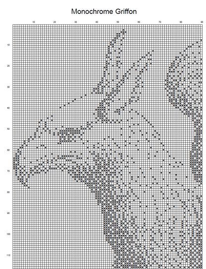 Stitching Jules Design Cross Stitch Pattern Griffon Mythology Fantastical Creature Lion Monochrome Cross Stitch Embroidery Needlepoint Pattern PDF Download