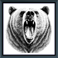 Thumbnail for Stitching Jules Design Cross Stitch Pattern Grizzly Bear Wildlife Animal Monochrome Counted Cross Stitch Pattern Digital Download