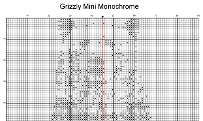 Stitching Jules Design Cross Stitch Pattern Grizzly Mini Monochrome