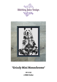 Thumbnail for Stitching Jules Design Cross Stitch Pattern Grizzly Mini Monochrome