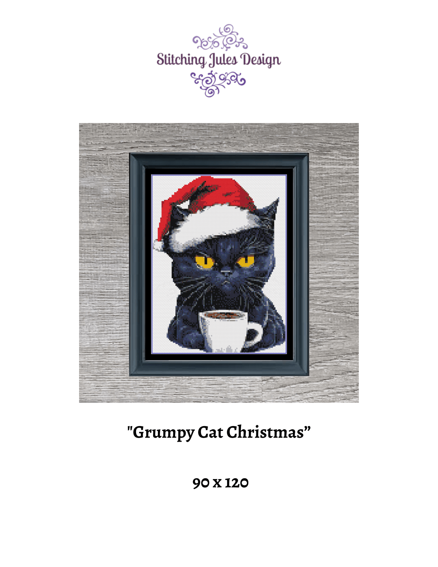 Stitching Jules Design Cross Stitch Pattern Grumpy Cat Christmas Cross Stitch Pattern Instant Download PDF