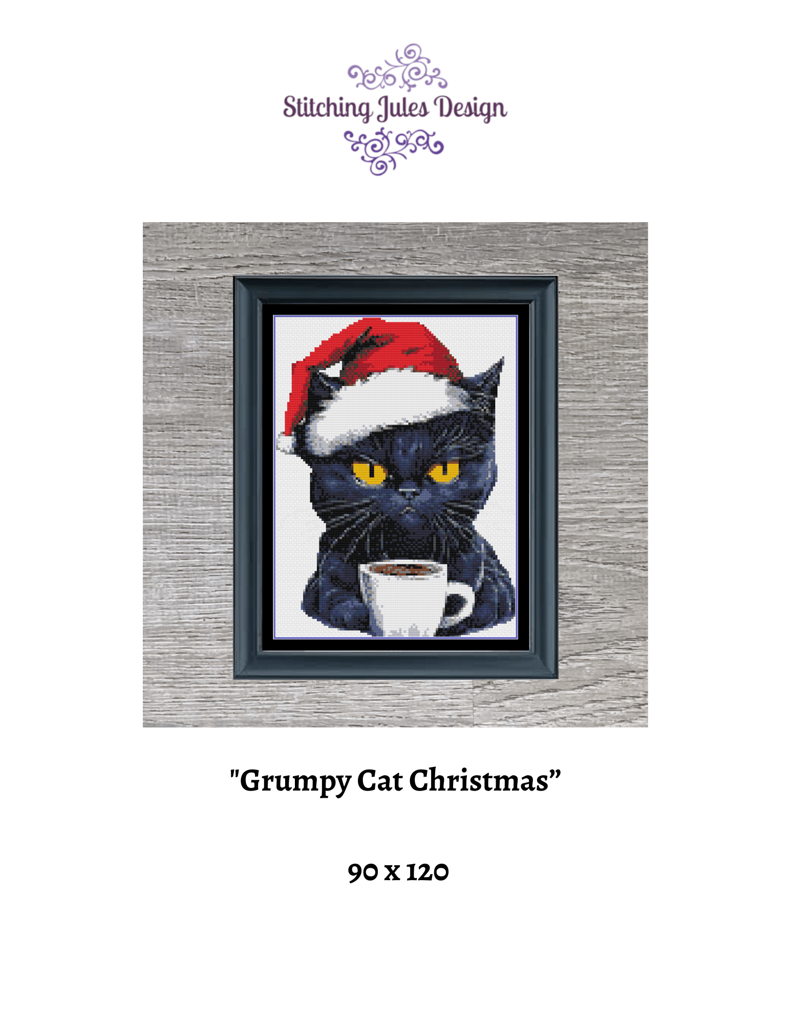 Stitching Jules Design Cross Stitch Pattern Grumpy Cat Christmas Cross Stitch Pattern Instant Download PDF