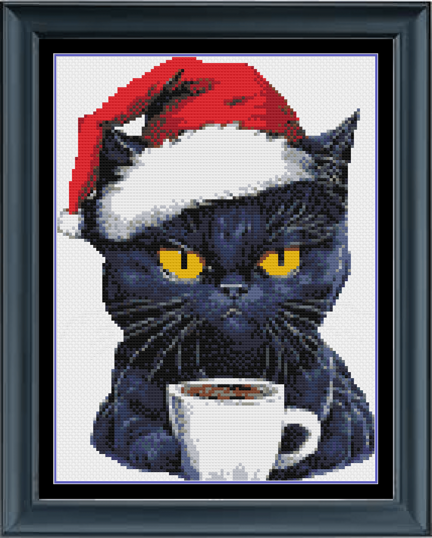 Cat, Books and Coffee - Digital PDF Cross Stitch Pattern