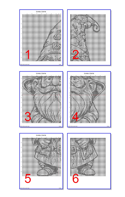 Stitching Jules Design Cross Stitch Pattern Grumpy Gnome Monochrome Blackwork Cross-Stitch Pattern Instant PDF Download