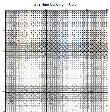 Stitching Jules Design Cross Stitch Pattern Guardian Building Detroit Architecture Full Coverage Large Counted Cross-Stitch Pattern (Digital Download)