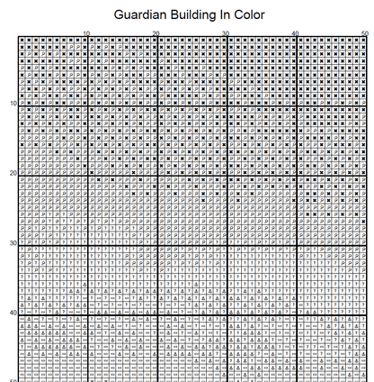 Stitching Jules Design Cross Stitch Pattern Guardian Building Detroit Architecture Full Coverage Large Counted Cross-Stitch Pattern (Digital Download)