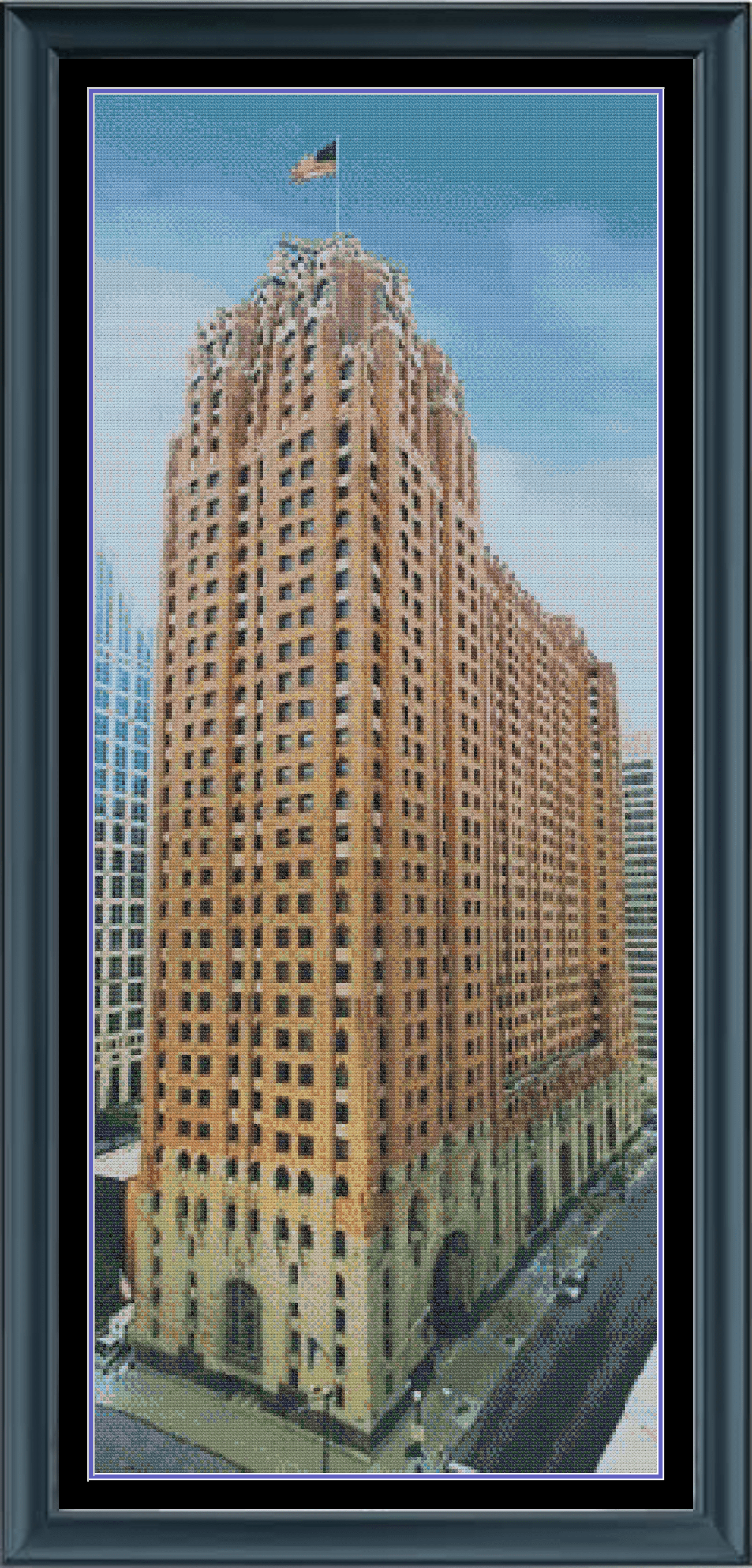 Stitching Jules Design Cross Stitch Pattern Guardian Building Detroit Architecture Full Coverage Large Counted Cross-Stitch Pattern (Digital Download)