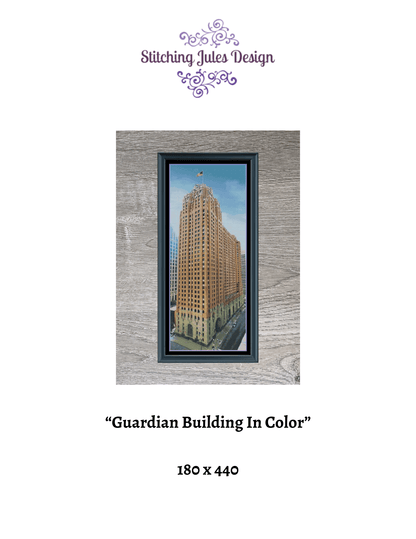 Stitching Jules Design Cross Stitch Pattern Guardian Building Detroit Architecture Full Coverage Large Counted Cross-Stitch Pattern (Digital Download)
