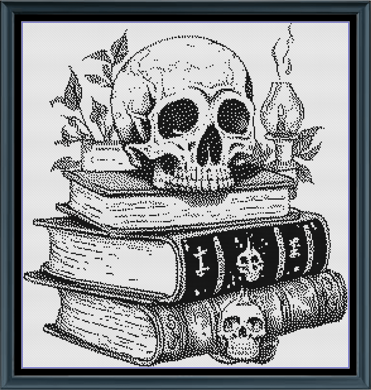 Stitching Jules Design Cross Stitch Pattern Halloween Spooky Scary Spell Books Premium Monochrome Counted Cross-Stitch Pattern | Instant Download PDF