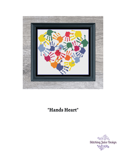 Stitching Jules Design Cross Stitch Pattern Hands Heart Cross Stitch Pattern | Love Cross Stitch Pattern | Instant PDF Download And Physical Pattern Options