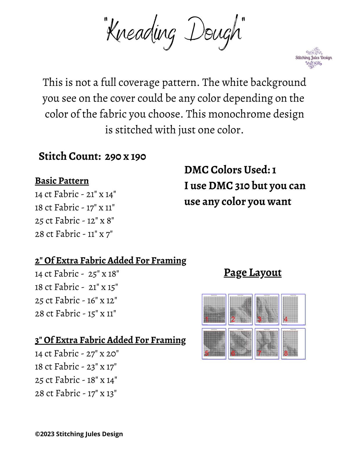 Stitching Jules Design Cross Stitch Pattern Hands Kneading Dough Monochrome Blackwork Cross-Stitch Pattern Instant PDF Download