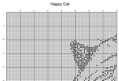 Stitching Jules Design Cross Stitch Pattern Happy Cat Monochrome Blackwork Cross Stitch Pattern Instant PDF Download