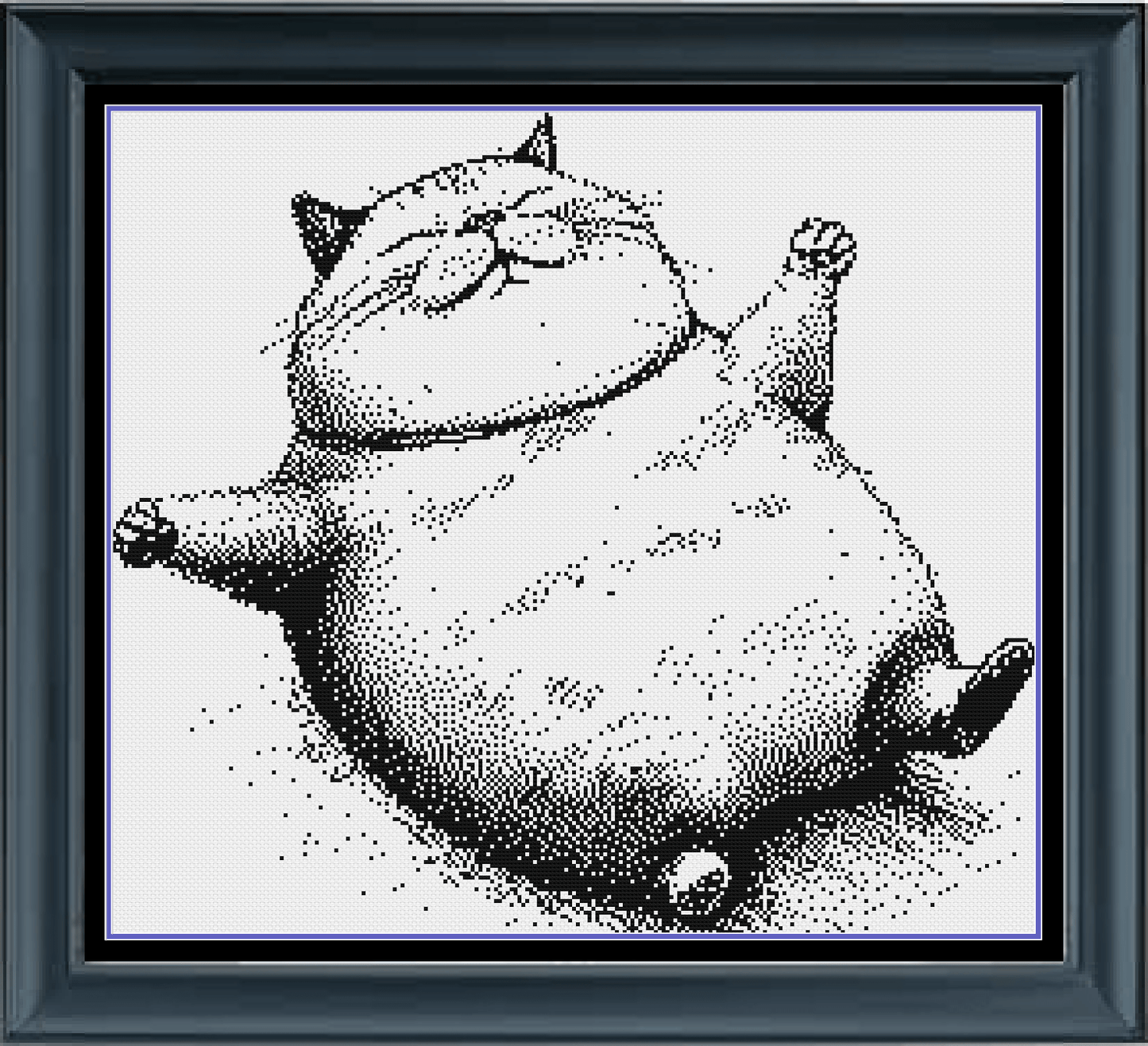 Stitching Jules Design Cross Stitch Pattern Happy Cat Monochrome Blackwork Cross Stitch Pattern Instant PDF Download