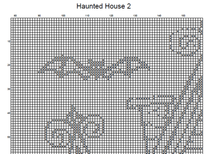 Stitching Jules Design Cross Stitch Pattern Haunted House Halloween Scary Spooky Monochrome Blackwork Counted Cross Stitch Digital Download