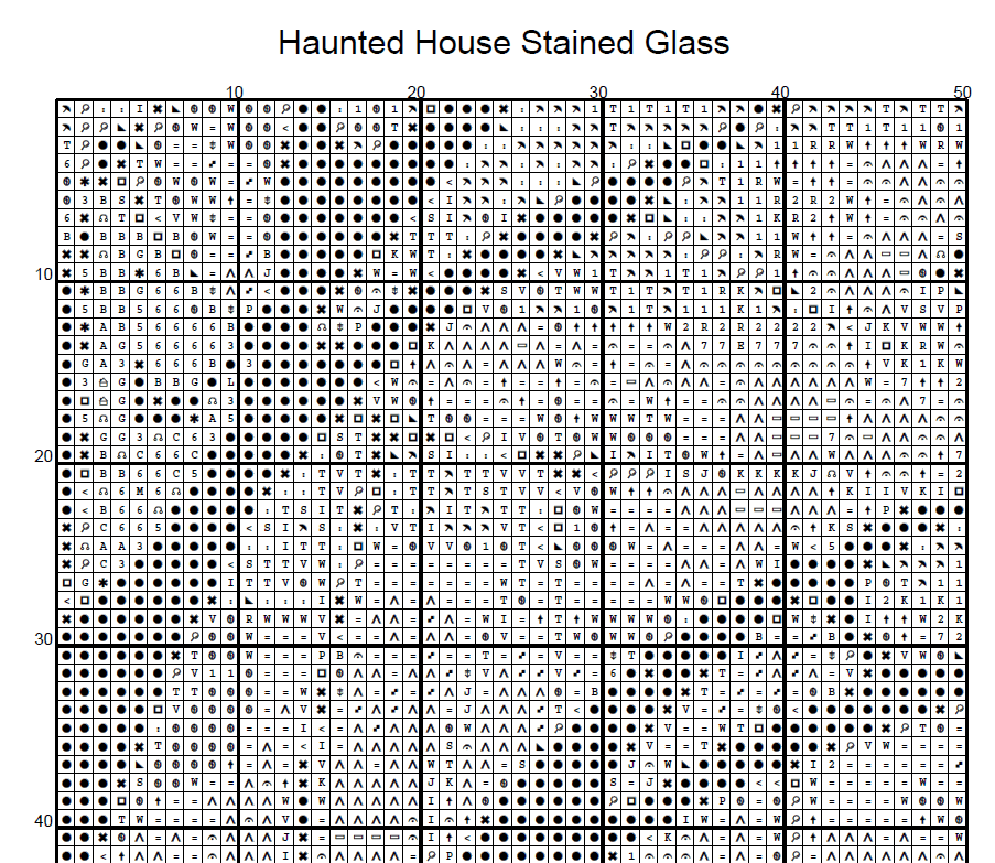 Stitching Jules Design Cross Stitch Pattern Haunted House Halloween Spooky Scary Full Coverage Stained Glass Counted Cross Stitch Pattern Digital Download