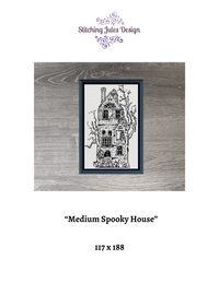 Thumbnail for Stitching Jules Design Cross Stitch Pattern Haunted Spooky Halloween House Medium Monochrome Counted Cross-Stitch Pattern | Instant Download PDF