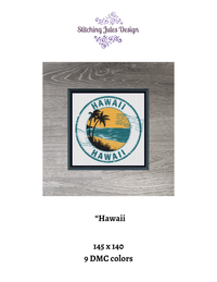 Thumbnail for Stitching Jules Design Cross Stitch Pattern Hawaii Honolulu US State Counted Cross Stitch Pattern | Instant Download PDF