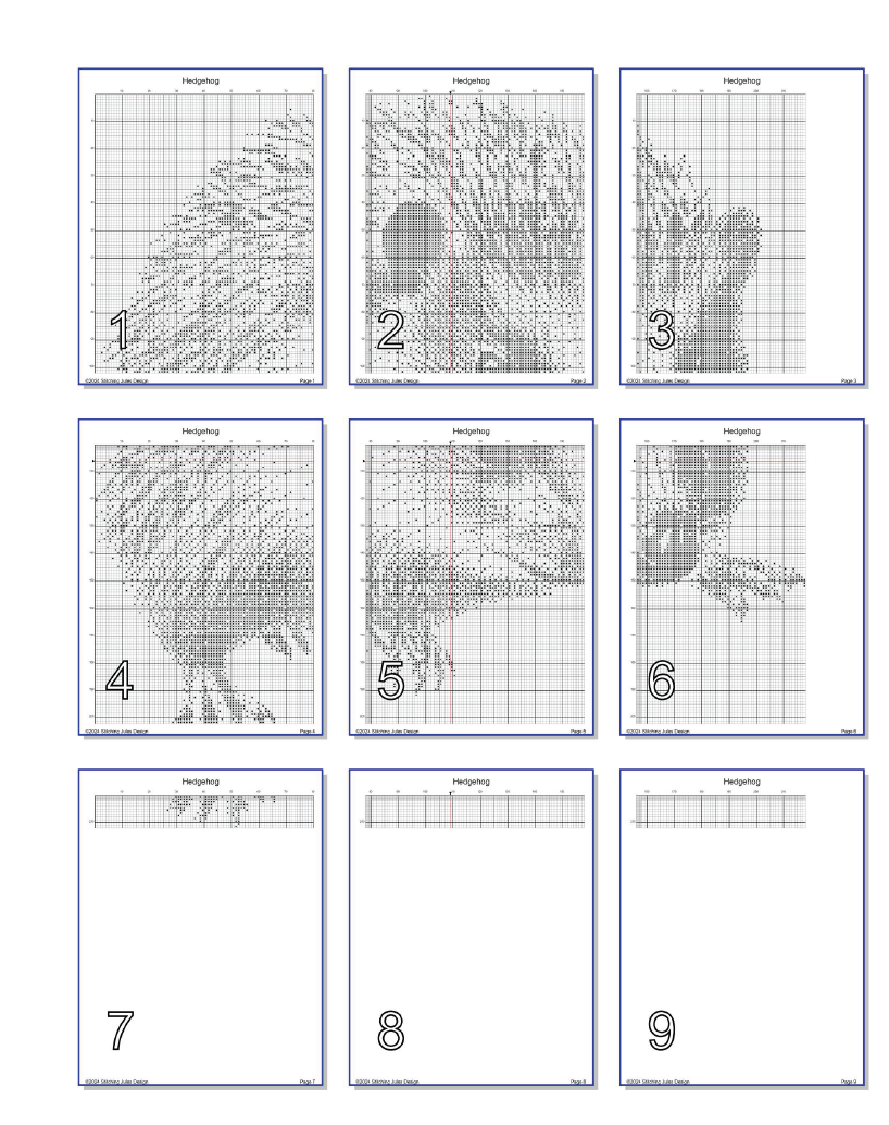 Stitching Jules Design Cross Stitch Pattern Hedgehog Animal Monochrome Counted Cross-Stitch Pattern (Digital Download)
