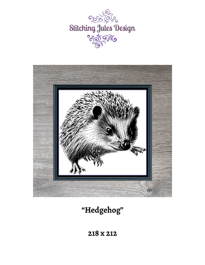 Stitching Jules Design Cross Stitch Pattern Hedgehog Animal Monochrome Counted Cross-Stitch Pattern (Digital Download)