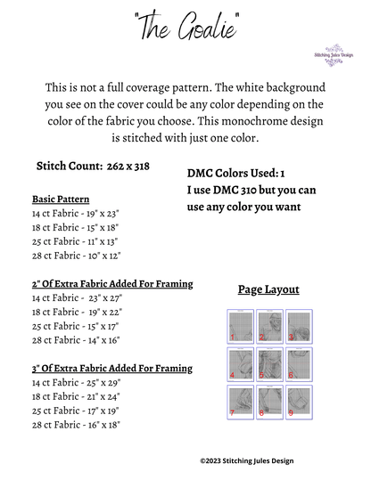Stitching Jules Design Cross Stitch Pattern Hockey Cross Stitch Pattern | Goalie Cross Stitch Pattern | Blackwork | Instant PDF Download And Physical Pattern Options