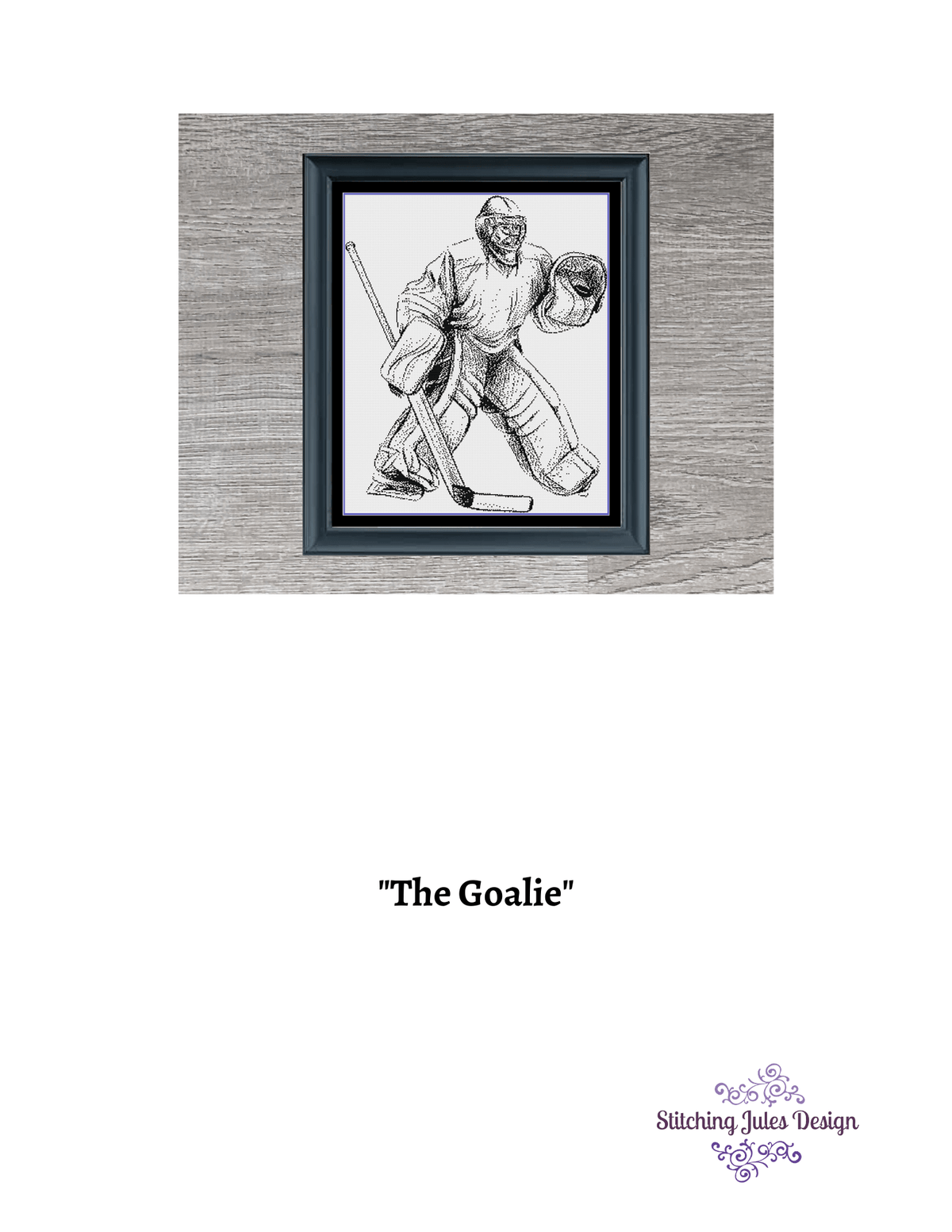 Stitching Jules Design Cross Stitch Pattern Hockey Cross Stitch Pattern | Goalie Cross Stitch Pattern | Blackwork | Instant PDF Download And Physical Pattern Options