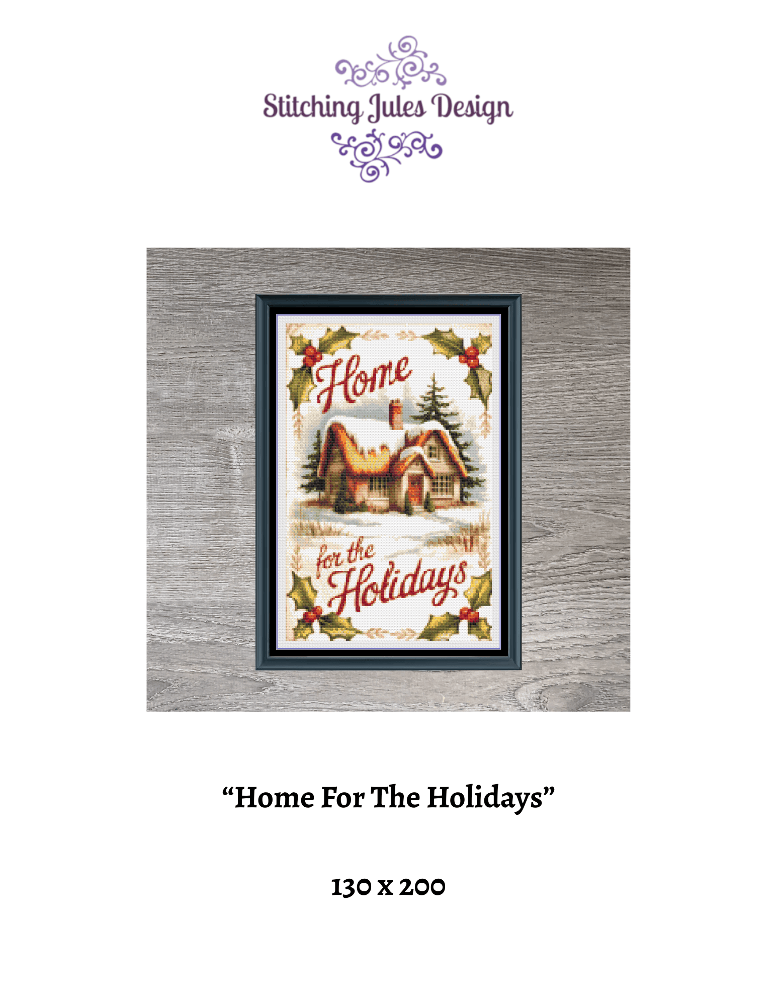 Stitching Jules Design Cross Stitch Pattern Home For The Holidays Christmas Winter Full Coverage Counted Cross-Stitch Pattern (Digital Download)