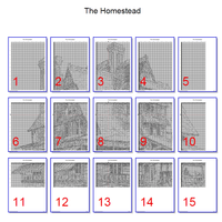 Thumbnail for Stitching Jules Design Cross Stitch Pattern Homestead Vintage House Monochrome Cross Stitch Embroidery Needlepoint Pattern PDF Download