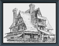 Thumbnail for Stitching Jules Design Cross Stitch Pattern Homestead Vintage House Monochrome Cross Stitch Embroidery Needlepoint Pattern PDF Download