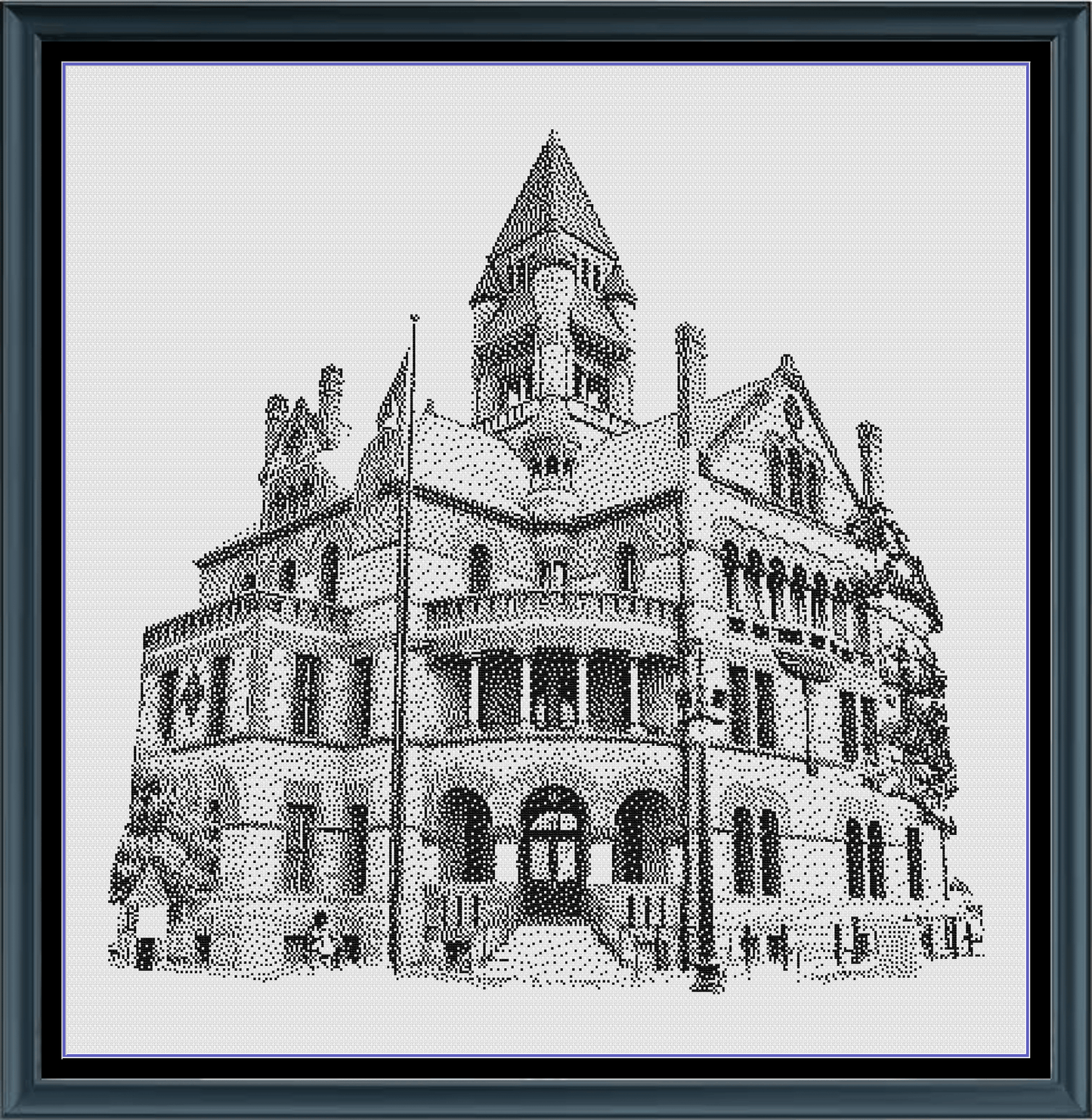 Stitching Jules Design Cross Stitch Pattern Hopkins County Courthouse Building Architecture Monochrome Counted Cross-Stitch Pattern (Digital Download)