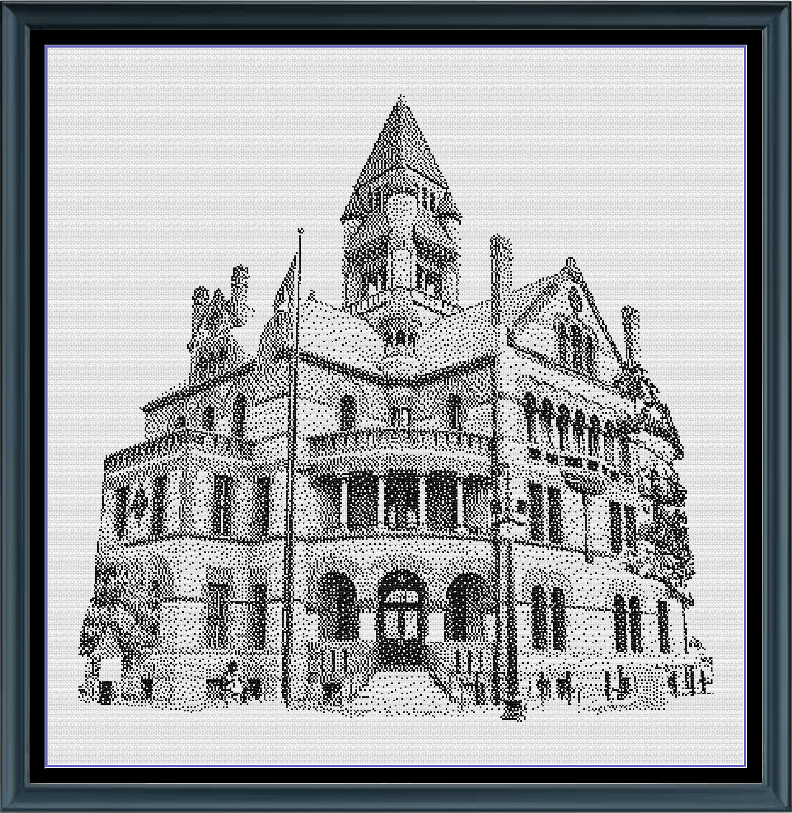 Stitching Jules Design Cross Stitch Pattern Hopkins County Courthouse Building Architecture Monochrome Counted Cross-Stitch Pattern (Digital Download)