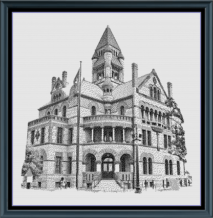 Stitching Jules Design Cross Stitch Pattern Hopkins County Courthouse Building Architecture Monochrome Counted Cross-Stitch Pattern (Digital Download)