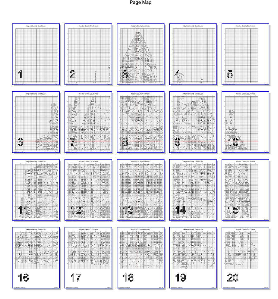 Stitching Jules Design Cross Stitch Pattern Hopkins County Courthouse Building Architecture Monochrome Counted Cross-Stitch Pattern (Digital Download)