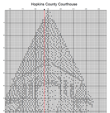 Stitching Jules Design Cross Stitch Pattern Hopkins County Courthouse Building Architecture Monochrome Counted Cross-Stitch Pattern (Digital Download)