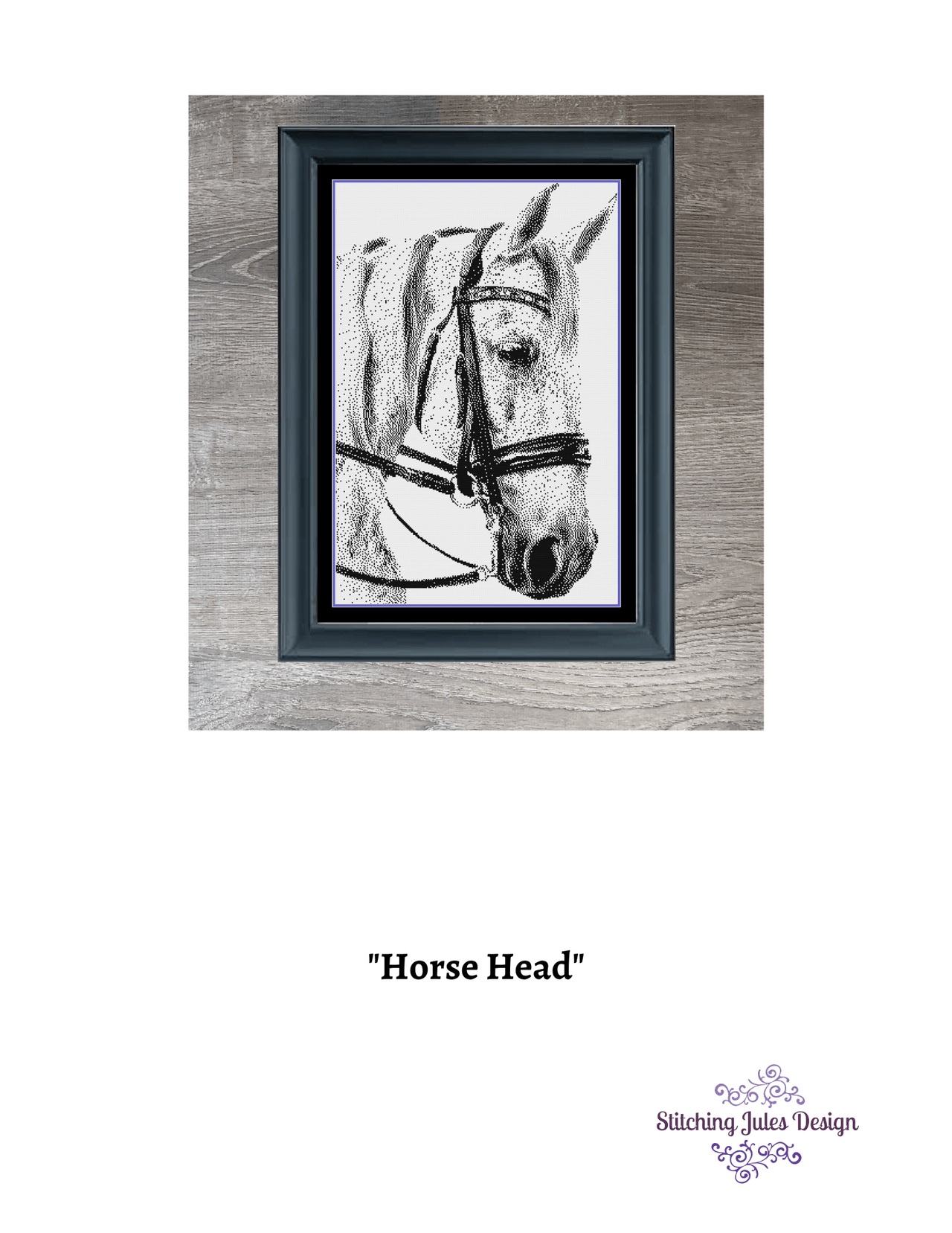 Stitching Jules Design Cross Stitch Pattern Horse Head Equine Animal Monochrome Cross Stitch Needlepoint Embroidery Pattern - Instant Download - Pattern Keeper Ready