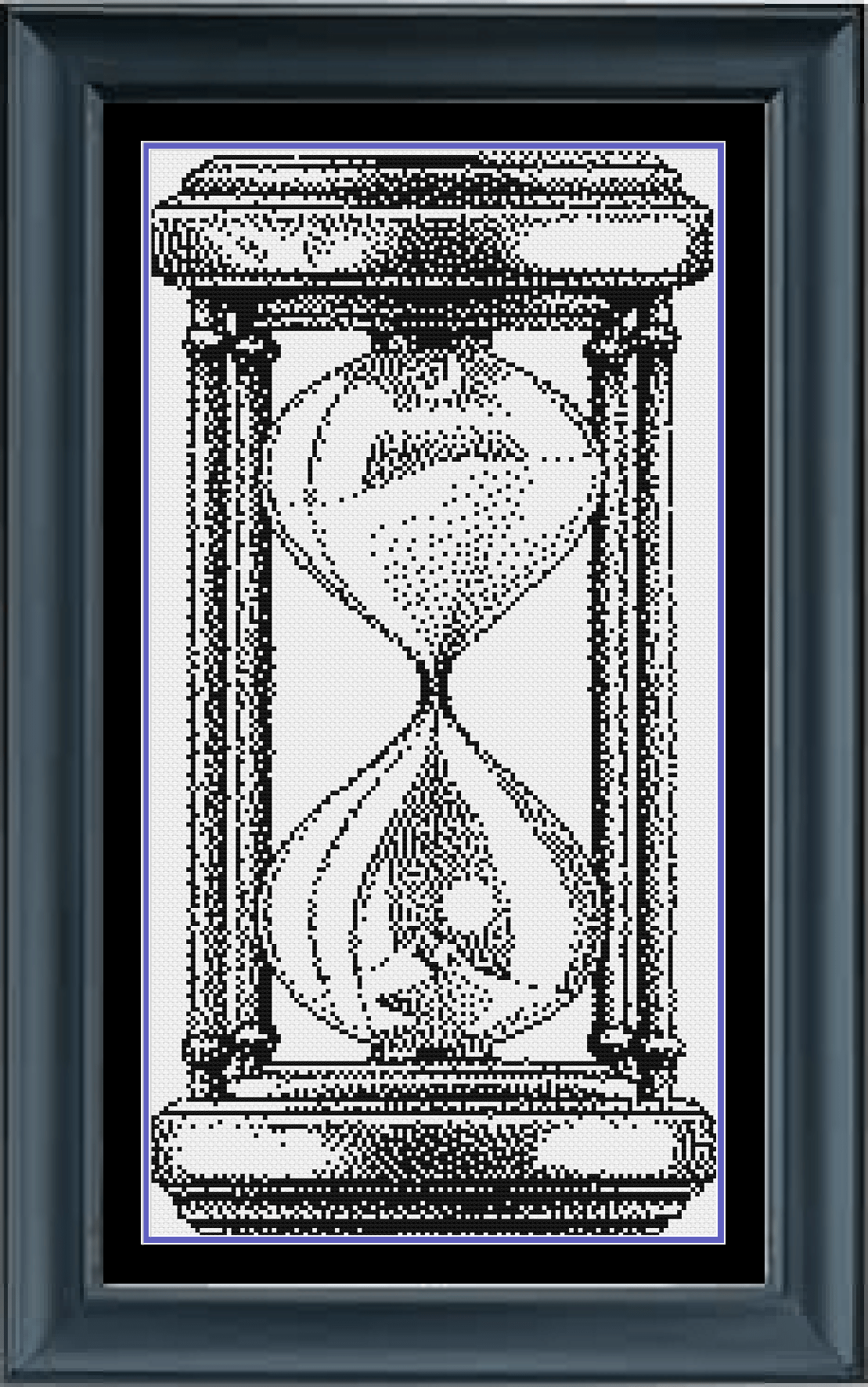 Stitching Jules Design Cross Stitch Pattern Physical Pattern - $13 Hourglass Cross Stitch Pattern  | Blackwork Cross Stitch Pattern | Physical And Digital PDF Download Pattern Options