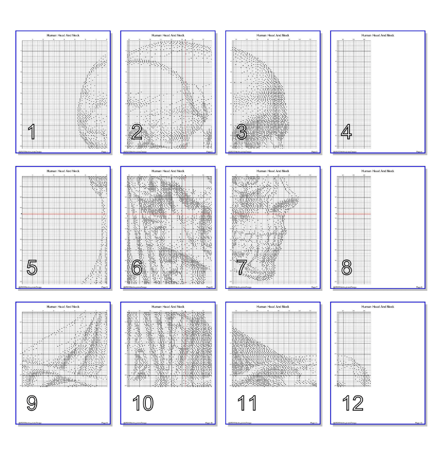 Stitching Jules Design Cross Stitch Pattern Human Anatomy Head Neck Monochrome Counted Cross Stitch Pattern (Digital Download)